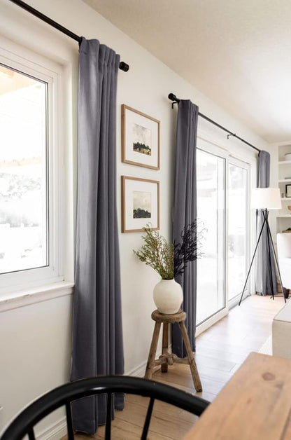 Regine Switzerland Blackout Curtains - 100% Blackout Shield, Thermal Insulated, 50" W x 90" L, Dark Gray - 2 Panels Set