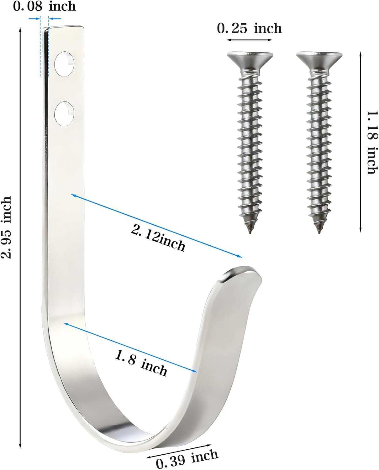 Skiennix Stainless Steel Wall Hooks - Versatile Coat & Towel Hooks for Indoor/Outdoor Use | 5-Pack, Silver