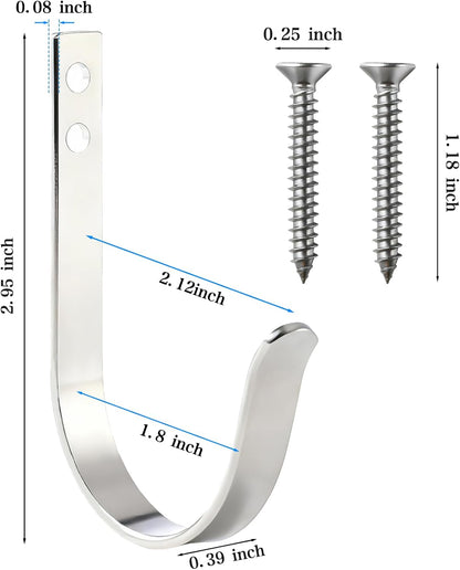 Skiennix Stainless Steel Wall Hooks - Versatile Coat & Towel Hooks for Indoor/Outdoor Use | 5-Pack, Silver