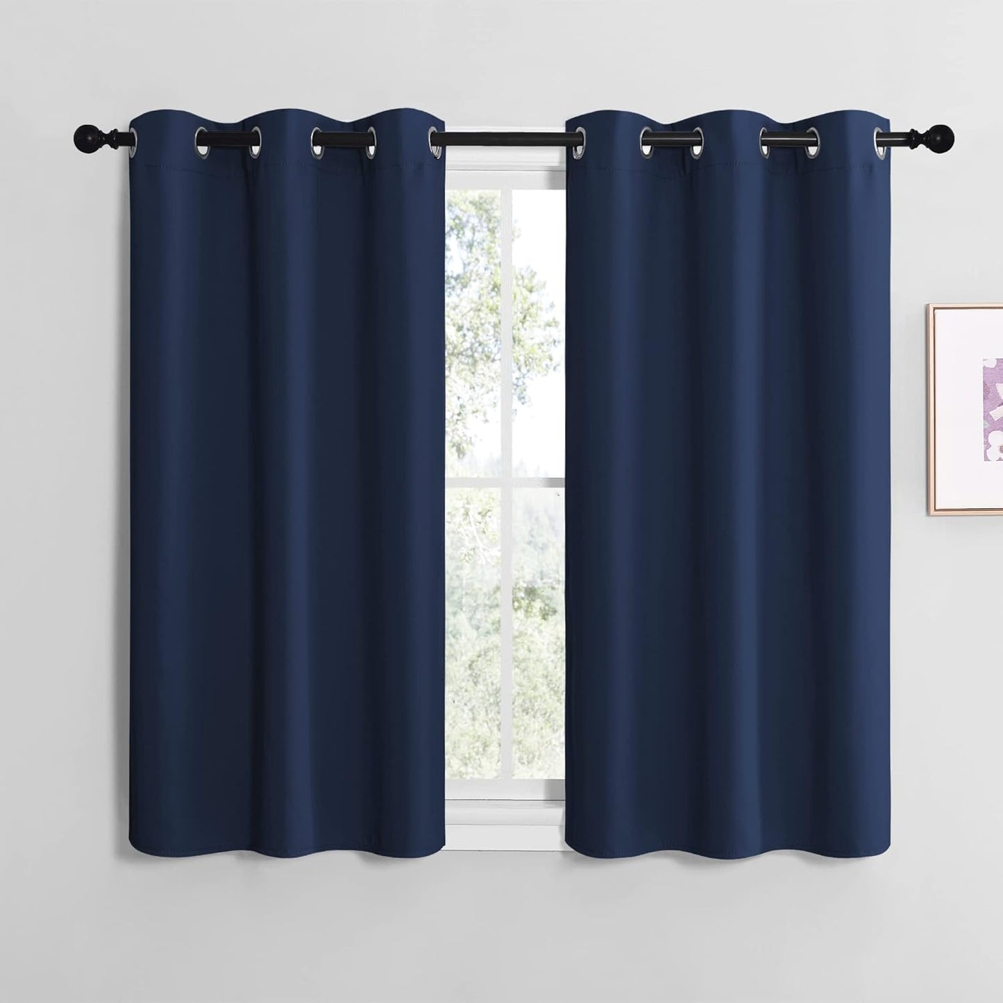 NICETOWN Blackout Curtain Panels - Thermal Insulated Grommet Top Drapes, Navy, 29" x 36" (2 Panels)
