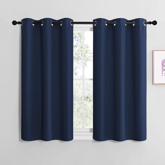 NICETOWN Blackout Curtain Panels - Thermal Insulated Grommet Top Drapes, Navy, 29" x 36" (2 Panels)