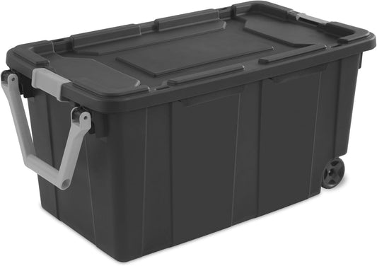 Regine Switzerland 40-Gallon Industrial Storage Bin - Heavy-Duty Resin Plastic with Locking Lid | Deep Gray