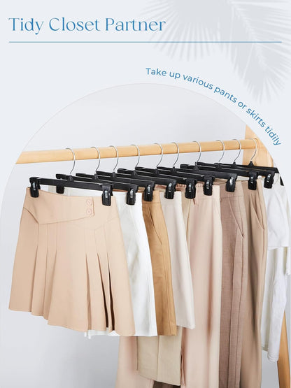 Smartor Pants Hangers - 30 Pack Heavy-Duty Black Clips with 360° Hooks for Shorts, Trousers, and Skirts | 12 Inch