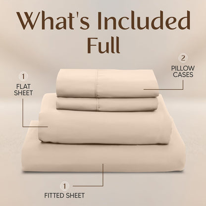 Utopia Bedding Full Sheet Set - Soft & Breathable 4-Piece Microfiber Bedding for Full Size Bed | Beige