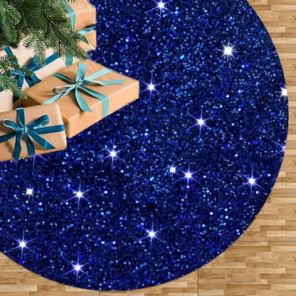 Royal Blue Velvet Christmas Tree Skirt 21 Inches Embroidered Holiday Decor - Variation of THIS listing