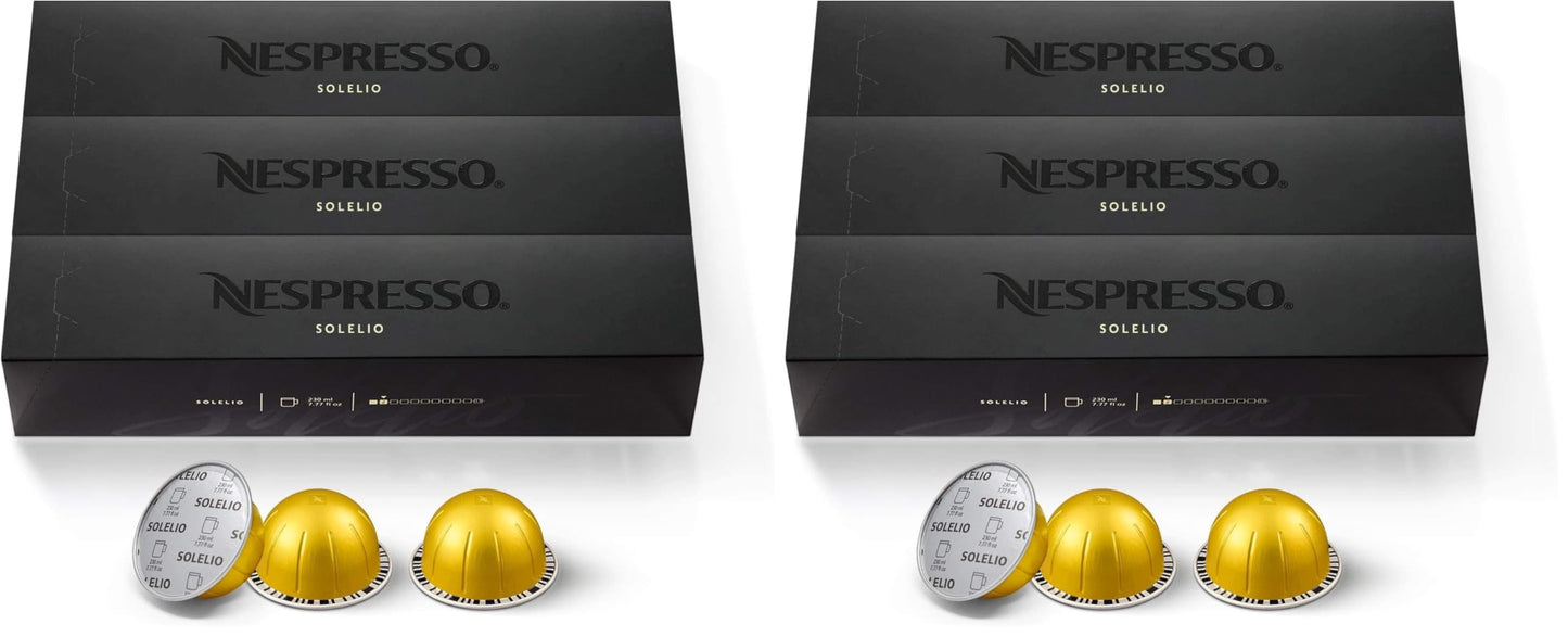 Nespresso Capsules Vertuo,Solelio,Mild Roast Coffee,30-Count Coffee Pods,Brews 7.8 oz.,(Pack of 2)