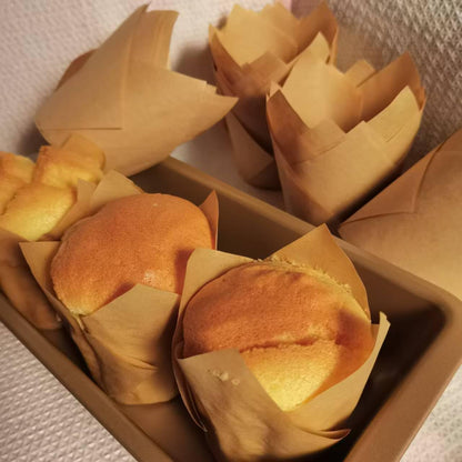 Skiennix Natural Tulip Cupcake Liners - 200 Pcs Unbleached Greaseproof Muffin Liners for Baking | Party & Holiday Use