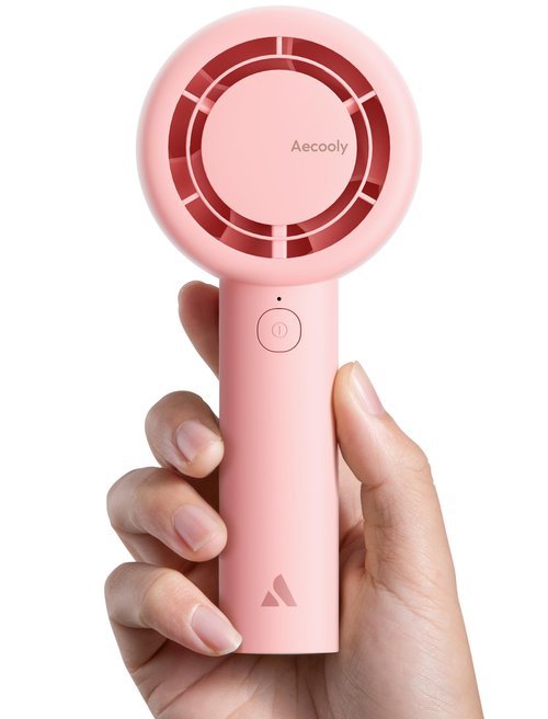 Aecooly Portable Handheld Turbo Fan [16H Max Cooling Time], 5 Speeds USB Rechargeable Mini Personal Battery Operated Small Pocket Cooling Fan GIfts for Women, Travel, Home, Office, Beach, Lash -Pink