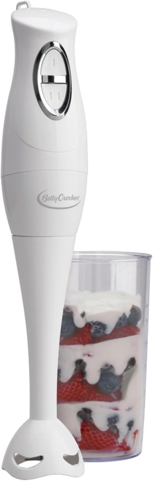 Betty Crocker Hand Blender - Versatile Kitchen Tool with Beaker - White, Model BC-1303CK