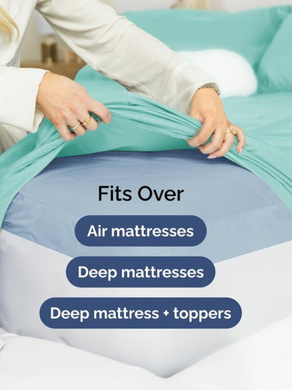 Extra Deep Twin Sheet Set - 4 Piece Breathable and Cooling Sheets - Hotel Luxury Bedding for Women, Men, Kids & Teens - Easy & Secure Fit - Soft, Wrinkle Free and Comfy - Extra Deep Pockets - Spa Blue
