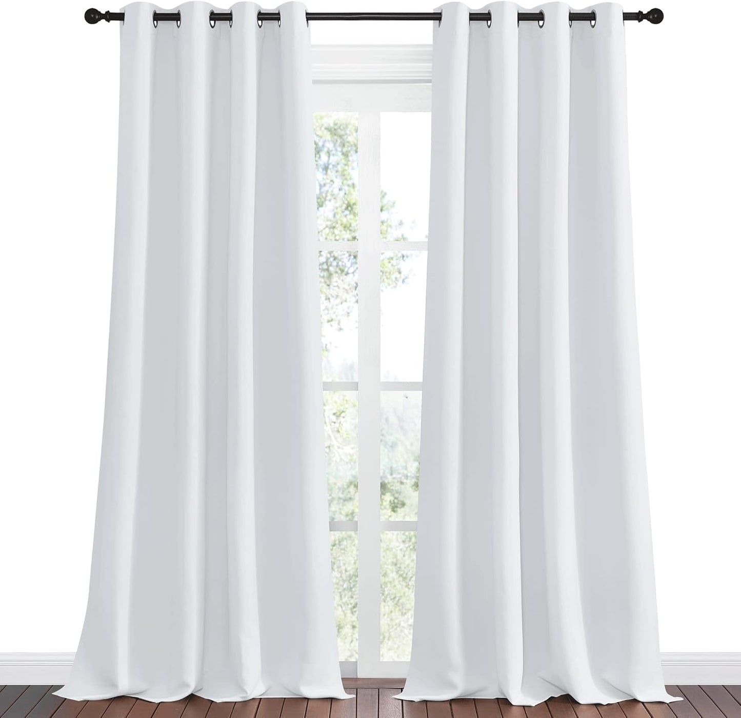 NICETOWN Room Darkening Curtain Panels - Thermal Insulated | 55" W x 108" L | Greyish White, Perfect for Bedrooms & Nurseries