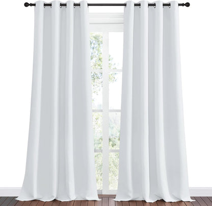NICETOWN Room Darkening Curtain Panels - Thermal Insulated Curtains for Bedroom/Nursery | 55" W x 96" H, Greyish White