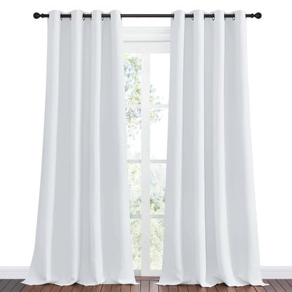 NICETOWN Room Darkening Curtain Panels - Home Fashion Ring Top Thermal Insulated Room Darkening Curtains for Bedroom/Nursery (2 Panels, 55 inches W x 96 inches, Greyish White)