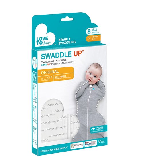 Love to Dream Swaddle UP, Baby Sleep Sack, Self-Soothing Swaddles for Newborns, Improves Sleep, Snug Fit Helps Calm Startle Reflex, New Born Essentials for Baby, 1.0 TOG, Small 5-8.5 lbs, Dreamer