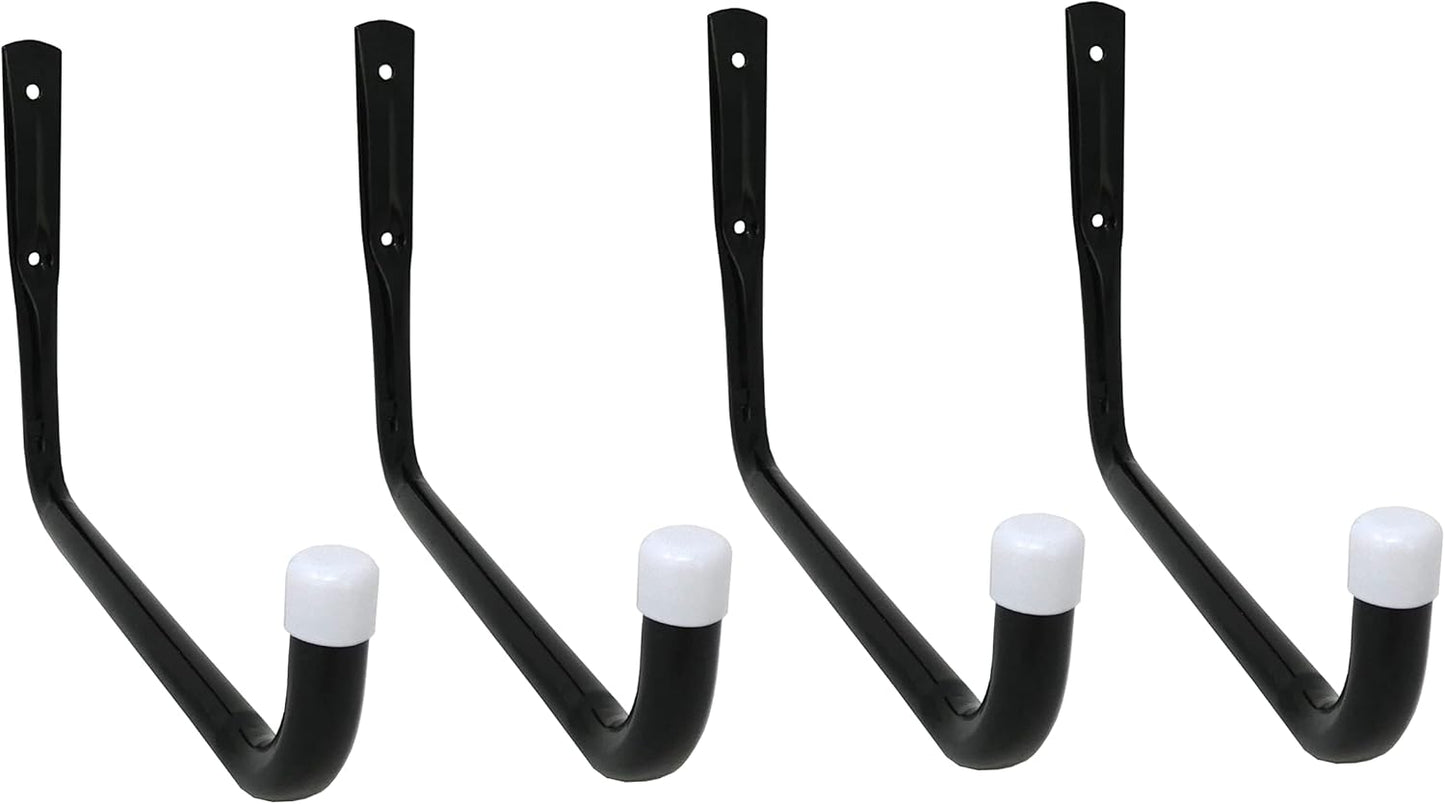 Shepherd Hardware Heavy Duty Steel Garage Storage Utility Hooks - 10-Inch, 4 Pack, Black