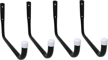 Shepherd Hardware Heavy Duty Steel Garage Storage Utility Hooks - 10-Inch, 4 Pack, Black