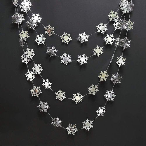 Cheerland Winter Wonderland Silver Snowflakes Garland - Festive Hanging Decorations for Holidays & Events