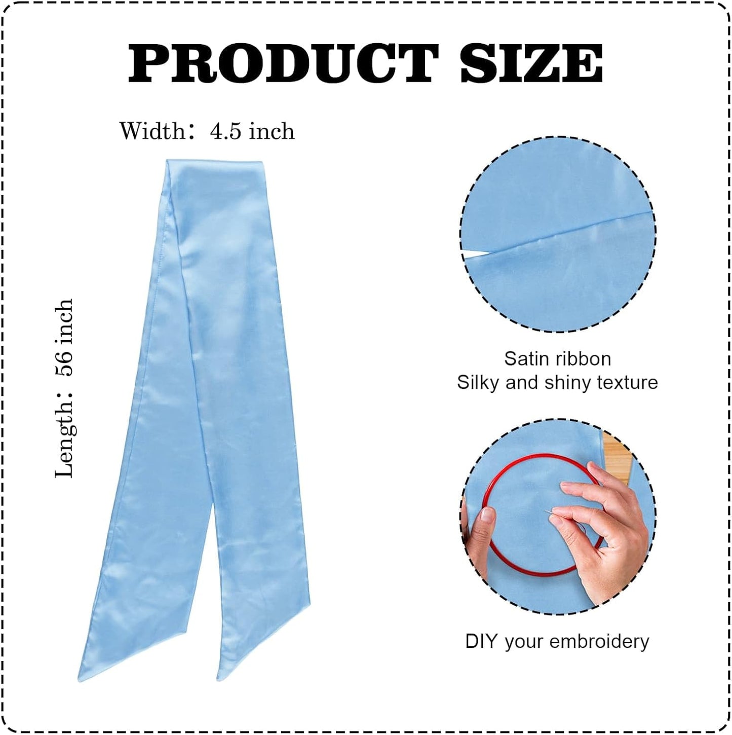 Skiennix Wreath Sash - Blue Satin Ribbon for Front Door | 4.5" x 56" - Perfect for Holiday Decor