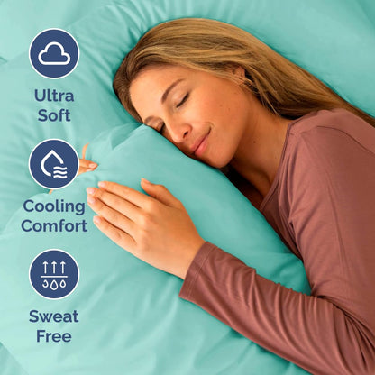 Short Queen Size 4 Piece Sheet Set - RV Short Queen, Soft, Breathable & Cooling Bed Sheets Set w/ Deep Pockets - Hotel Luxury Bedding for Women, Men, Kids, Teens, Boys & Girls - Oeko-Tex - Spa Blue