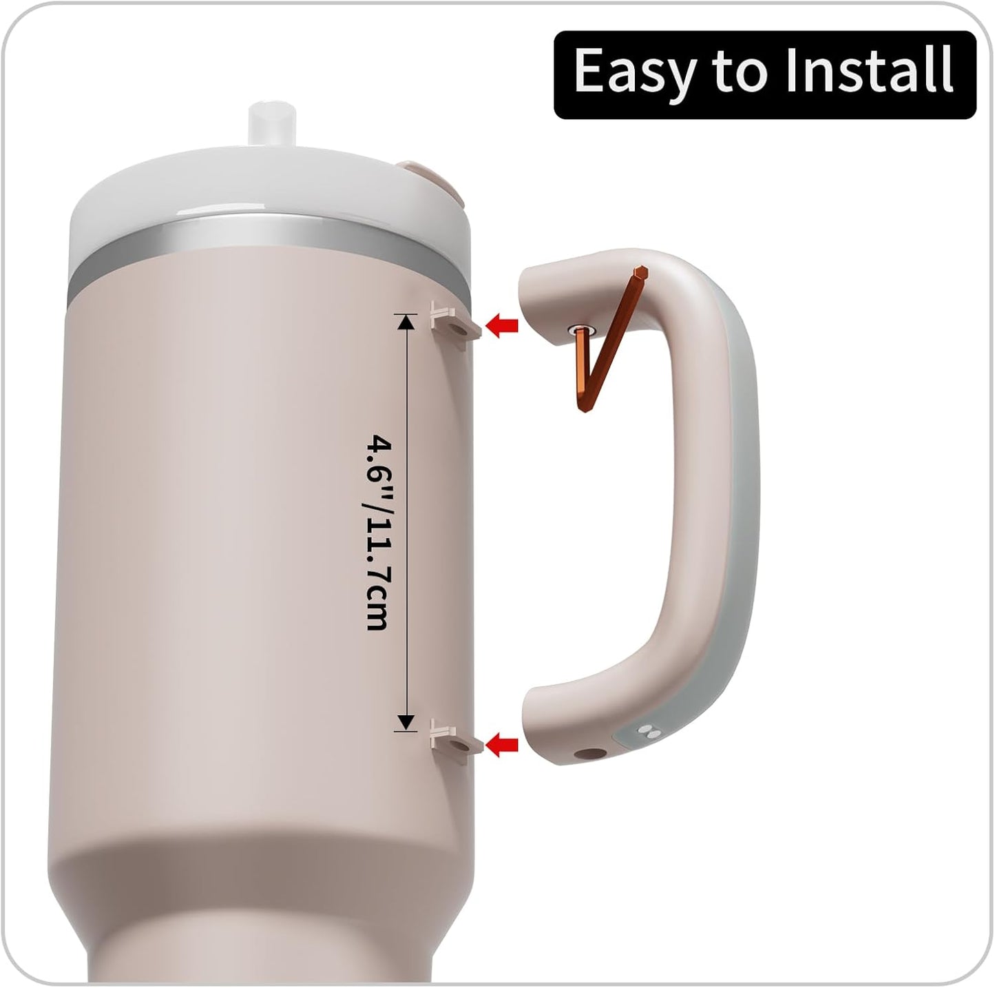 Stanley 40oz/30oz LED Light-Up Tumbler Handle - Comfortable & Stylish Rose Quartz Accessory