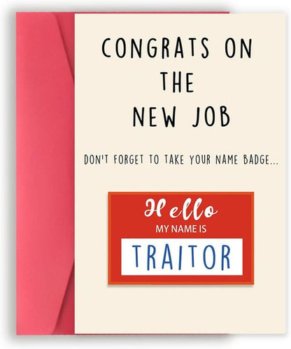 Asmallgf Congrats On New Job Card, Funny Coworker Leaving Gifts for Women Men, Goodbye Card, Going Away Gifts