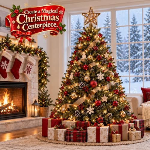 8 Inch Rattan Christmas Tree Topper Star with Warm LED Lights