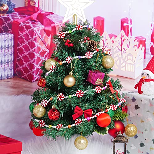 Christmas Candy Beaded Garland - Red & White Peppermint Decor for Holiday Tree & Party