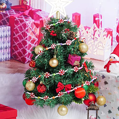 Christmas Candy Beaded Garland - Red & White Peppermint Decor for Holiday Tree & Party