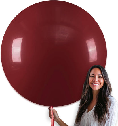 PartyWoo Burgundy Balloons - 36 Inch Dark Red Latex Helium Balloons for Celebrations & Events