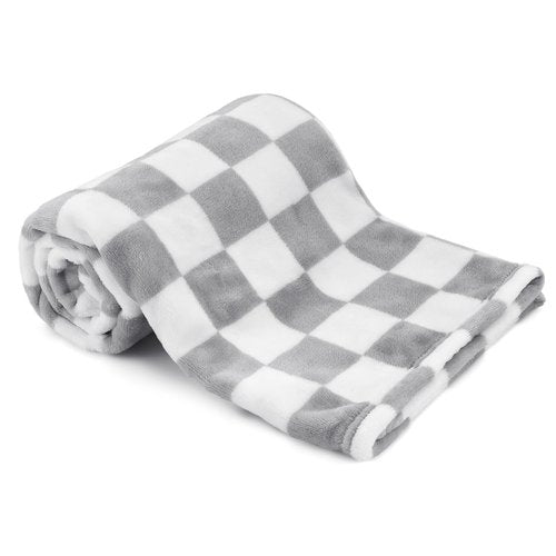 GreatBba Plush Checkered Baby Blanket for Boys Girls Nursery, 30"*40" Warm Short Fleece Blanket Neutral for Infant Newborn, Small Fuzzy for Sleeping, Chenille or Stroller (Gray&White)