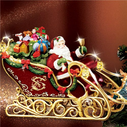 Thomas Kinkade Animated Christmas Tree Topper with Rotating Santa & Illuminated Star