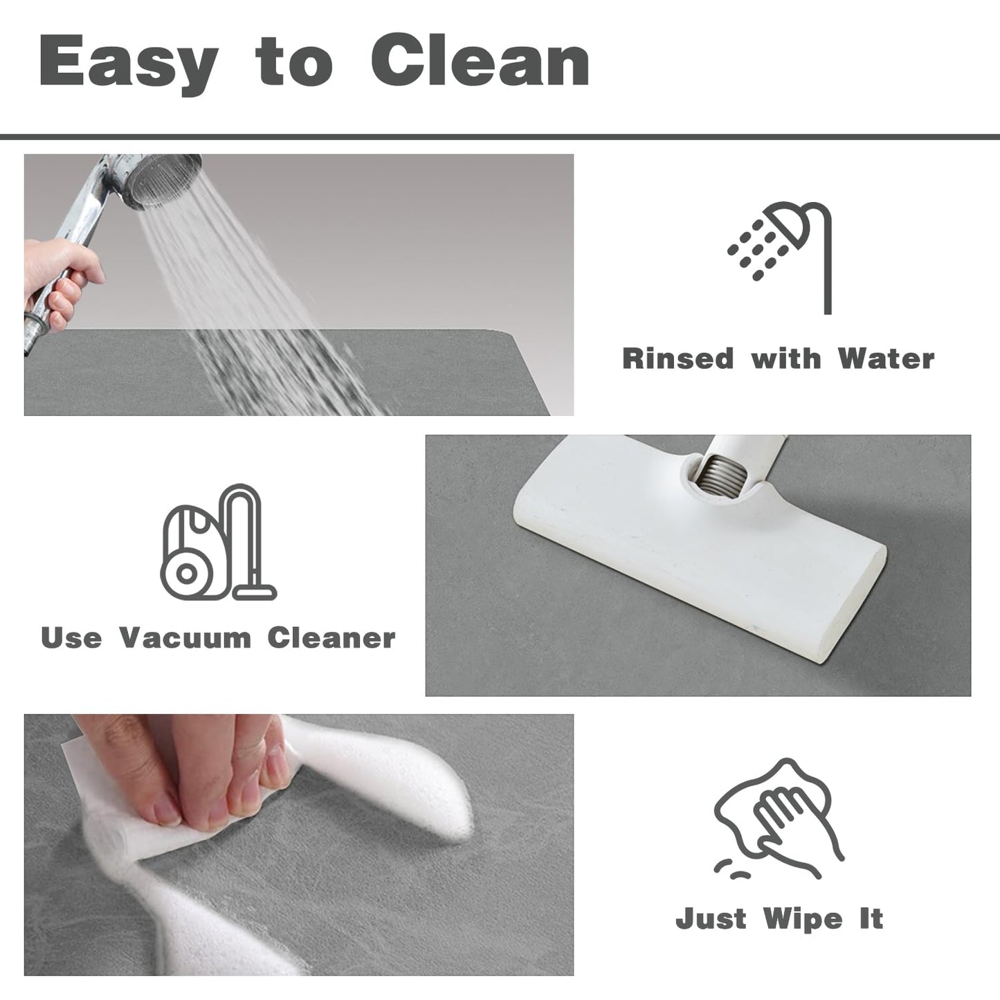 TYUU Toilet Rug, Thin Toilet Rugs U Shaped Washable Non Slip Absorbent Quick Dry Low Pile Toilet Mat, 20"x24" U Shape Light Grey