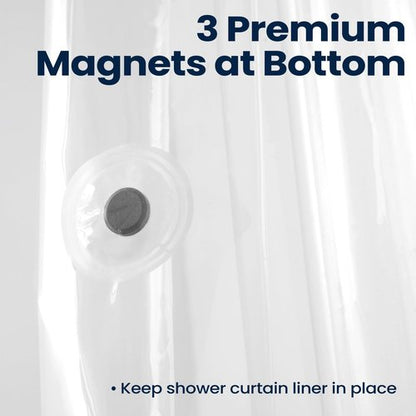downluxe Shower Curtain Liner, PEVA Plastic Shower Liner with 3 Magnets, 72" x 72" Waterproof Bathroom Curtain, 12G Clear, 1 Pack