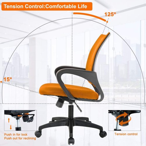 BestOffice Ergonomic Office Chair - Mid-Back Swivel Desk Chair with Lumbar Support & Breathable Backrest - Adjustable Height, Orange, Pack of 2