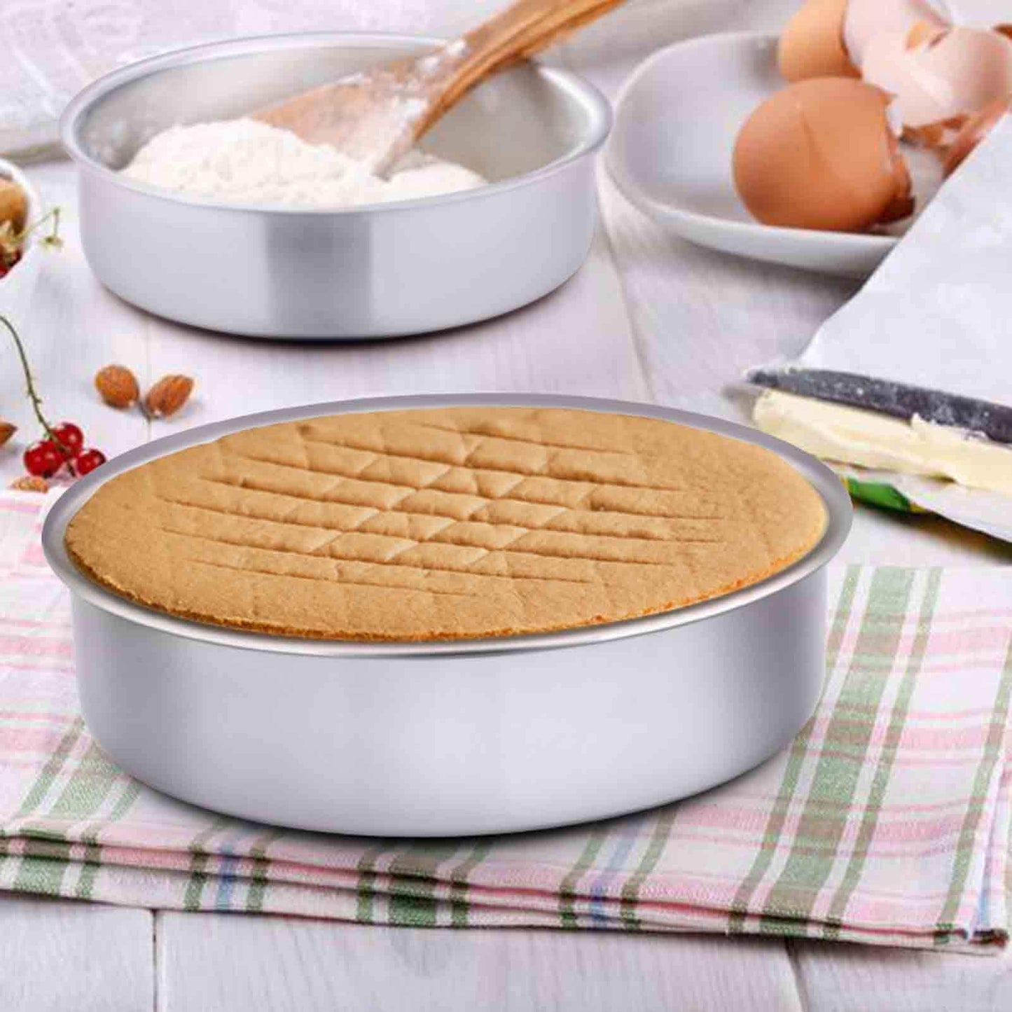 TeamFar Cake Pan, Stainless Steel Round Cake Pan Baking Tier Cake Pans Set, 8'' & 9½'' & 11'', Healthy & Heavy Duty, Mirror Finish & Easy Clean, Dishwasher Safe - 3 Pieces