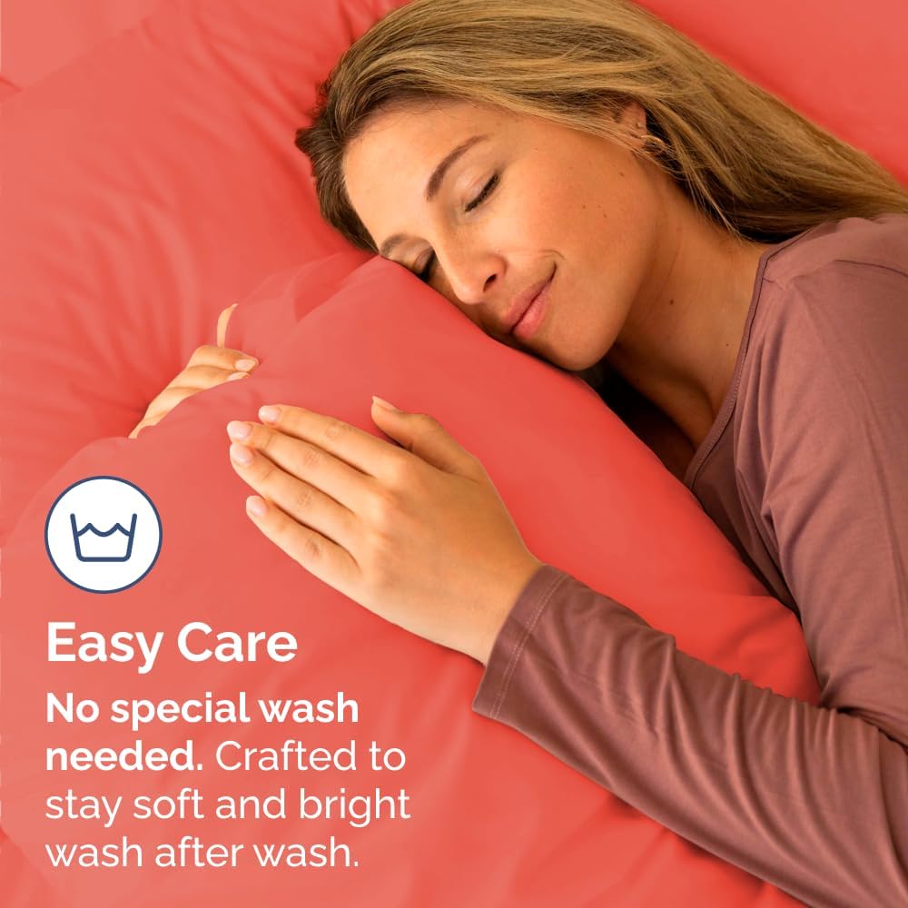 Skiennix Standard Pillow Cases Set of 4 - Ultra Soft Hotel Quality Covers - Machine Washable Coral