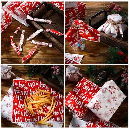 Fumete 80 Pcs Christmas Wax Paper Sheets for Food Snowflake Hoho Wax Paper Wrapping Bulk Deli Parchment Baking Paper Sandwich Candy Cookies Waterproof Wrappers Oilproof Basket Liners