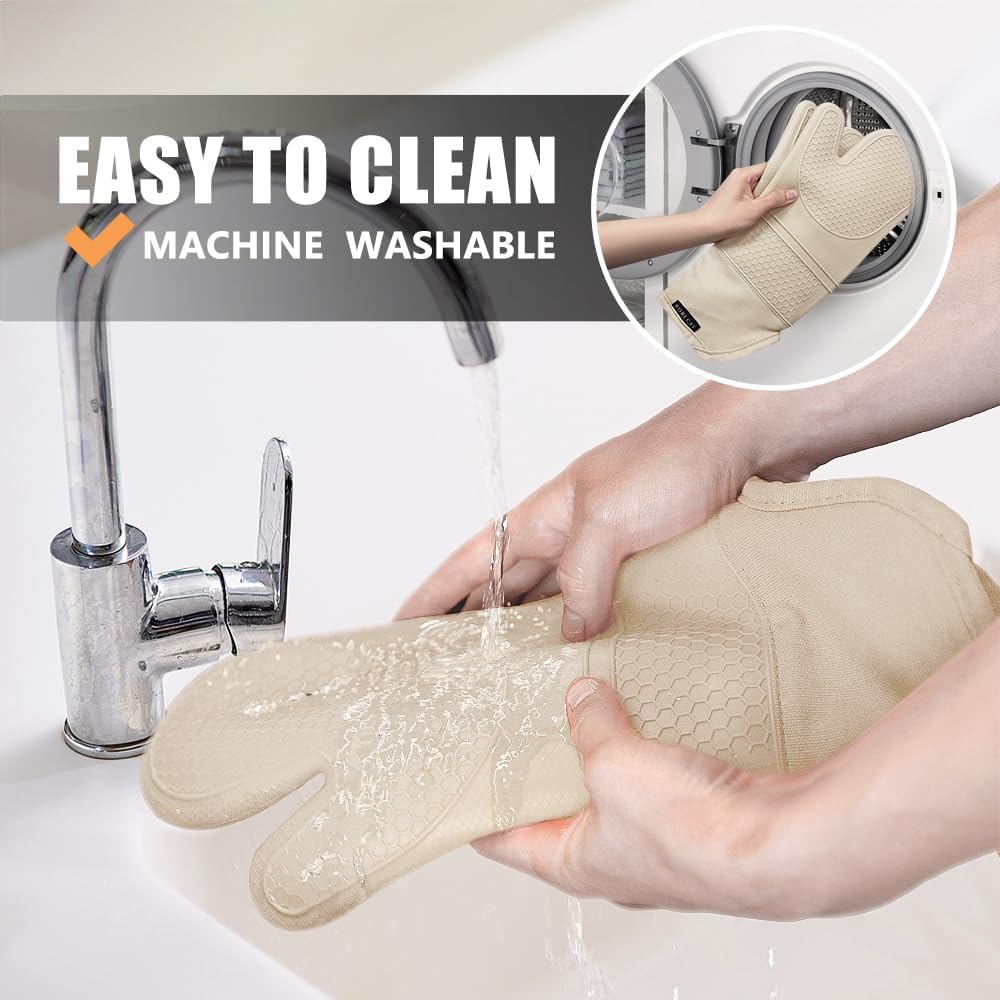 Rorecay Silicone Oven Mitts Set - Extra Long, High Heat Resistant 500°F | 6-Piece Non-Slip Kitchen Gloves & Potholders
