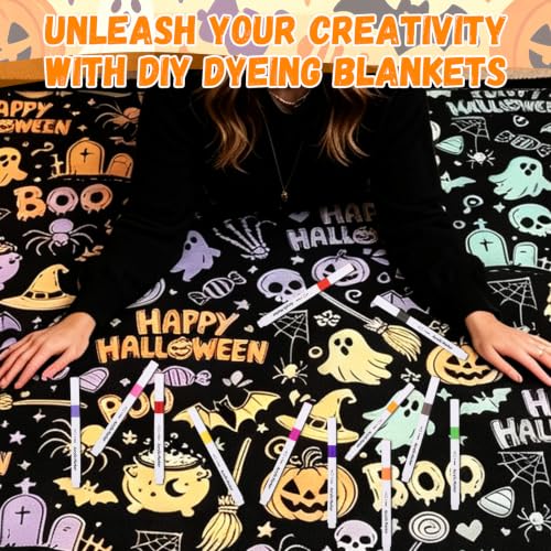Halloween DIY Coloring Blanket with 24 Markers - Spooky Style, 150x127cm