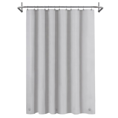 Mrs Awesome Grey Shower Curtain Liner with 3 Magnets, 72x72 Premium Flexible Sturdy Plastic Shower Curtain for Bathroom Lightweight & Waterproof, Light Gray