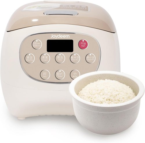 Joydeem Mini Ceramic Rice Cooker - 2.5 Cups Uncooked Rice with Healthy PFOA-Free Ceramic Pot | 1.2L/1.3 Qt