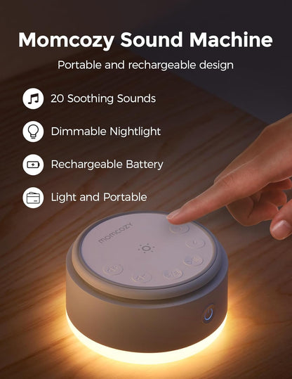 Momcozy Sound Machine - 20 Soothing Sounds with Touch Warm Light | Portable White Noise for Kids & Adults