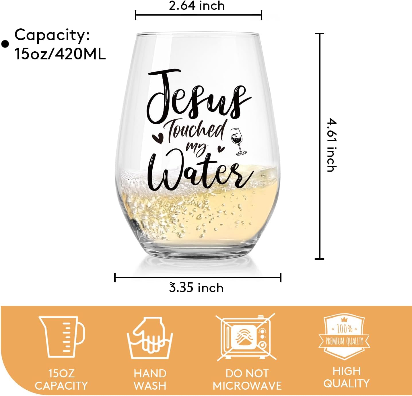 Touched My Water Wine Glasses, Funny Inspirational Gift for Women Gifts for Mom Birthday Father's Day Friendship Retirement Easter Gifts (Clear-Touched Water)