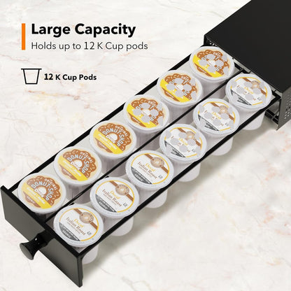 SICHEER K Cup Holder - Coffee Pod Organizer Stand for Keurig | Storage Drawer Holds 12 Pods