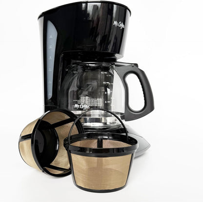 Mr. Coffee Gold Reusable Coffee Filter - 2-Pack for 8-12 Cup Coffee Makers | Compatible with Black & Decker