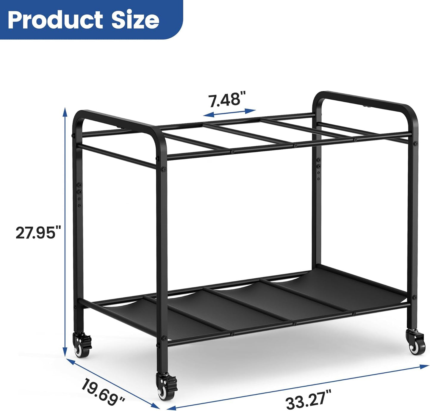 Skiennix Yoga Mat Storage Rack - Floor-Standing Metal Cart with Wheels for Gym & Home Use