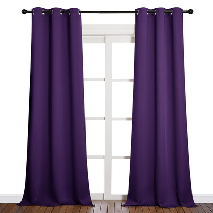 NICETOWN Thick Blackout Curtain and Drapes - Thermal Insulated Grommet Top Window Draperies for Bedroom, Block Out Light Curtain Panel (Royal Purple, 42 x 90, Pack of 2)