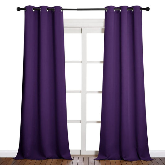 NICETOWN Thick Blackout Curtain and Drapes - Thermal Insulated Grommet Top Window Draperies for Bedroom, Block Out Light Curtain Panel (Royal Purple, 42 x 90, Pack of 2)