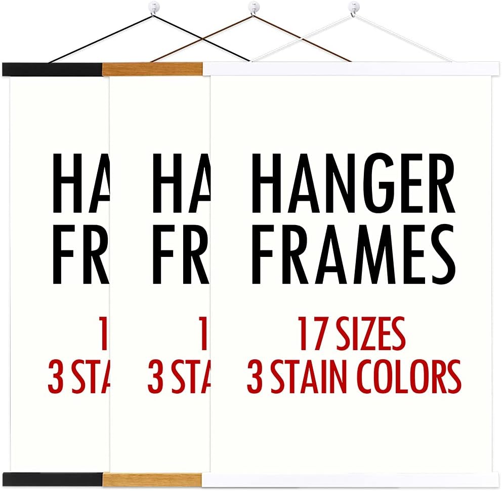 Ywlake Magnetic Poster Hanger - Teak Wood Frame for 18x24 & 18x12 Prints | Easy Wall Display Kit