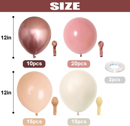 Skiennix Retro Blush Pink Balloons - 60 Pack 12 Inch Dusty Pink & Metallic Chrome for Bridal Showers & Birthdays